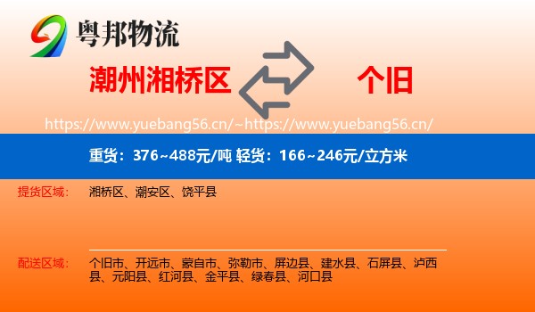 潮州湘桥区到个旧市物流