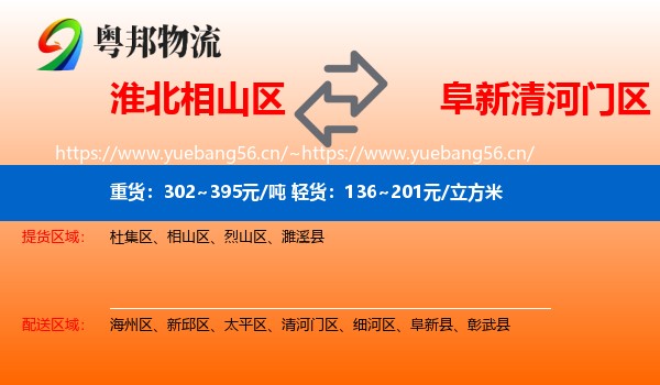淮北相山区到清河门区物流