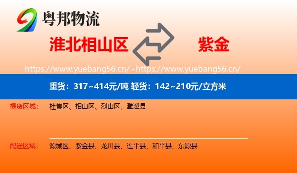 淮北相山区到紫金县物流
