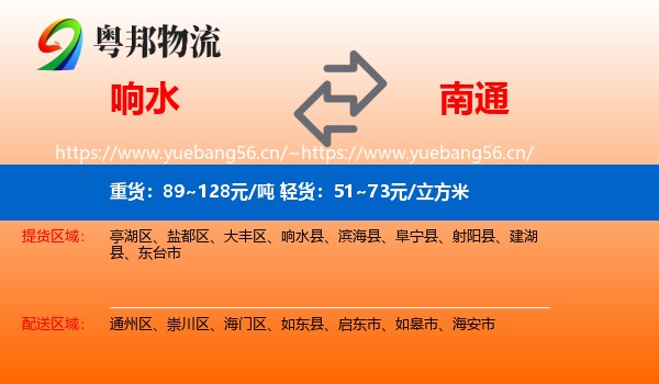 响水县到南通物流专线