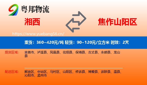 湘西到山阳区物流专线名片