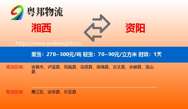 湘西到资阳物流专线名片