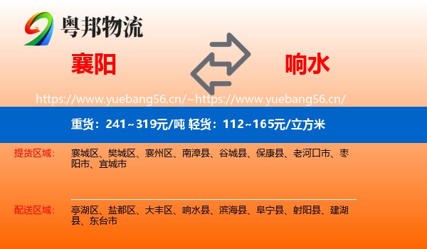 襄阳到响水县物流