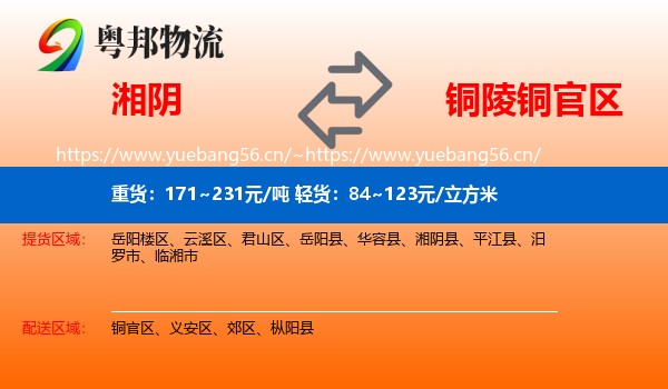湘阴到铜官区物流