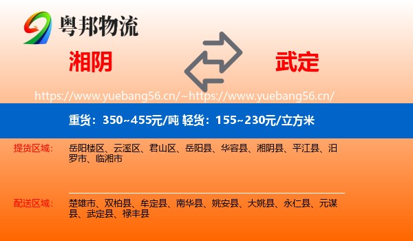 湘阴到武定县物流