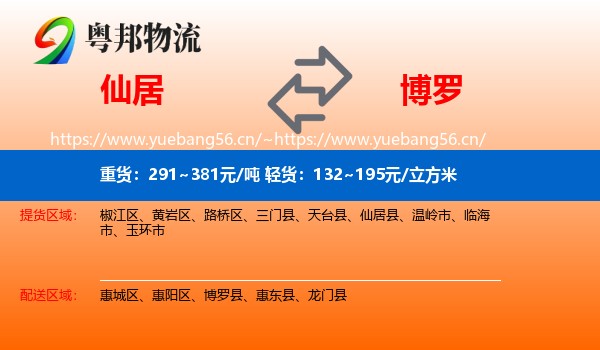 仙居到博罗县物流