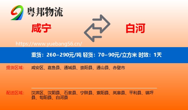 咸宁到白河县物流专线名片