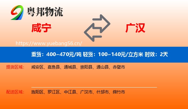 咸宁到广汉市物流专线名片