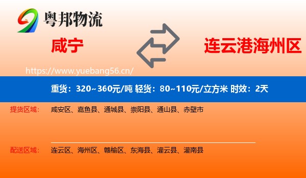 咸宁到海州区物流专线名片