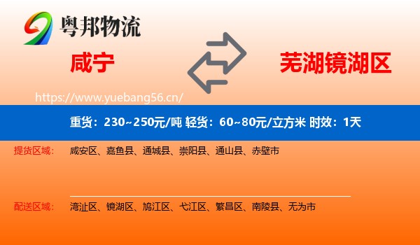 咸宁到镜湖区物流专线名片