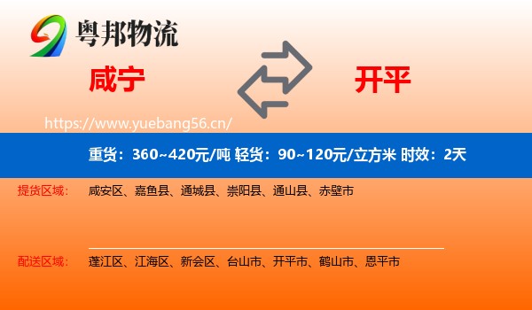 咸宁到开平市物流专线名片