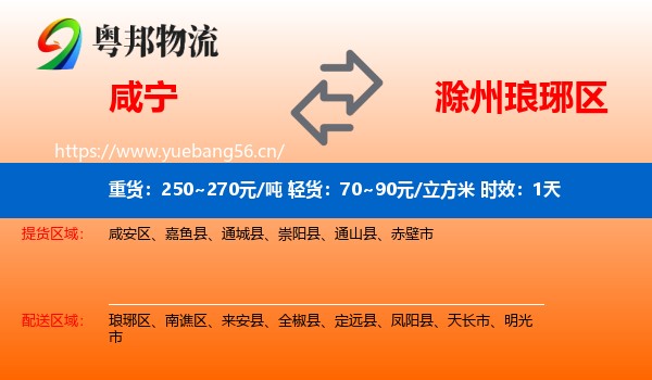 咸宁到琅琊区物流专线名片