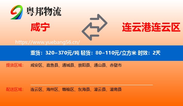 咸宁到连云区物流专线名片