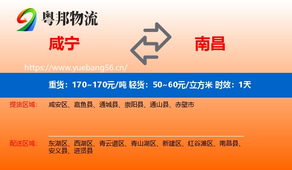 咸宁到南昌县物流专线名片