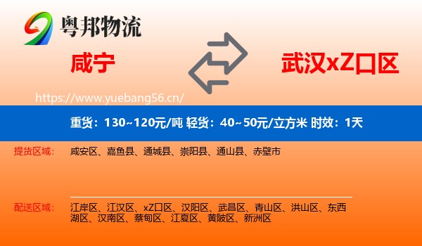 咸宁到xZ口区物流专线名片