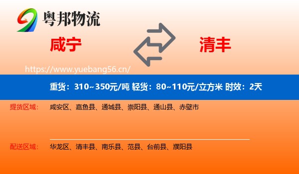 咸宁到清丰县物流专线名片
