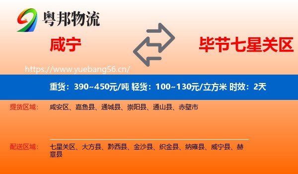 咸宁到七星关区物流专线名片