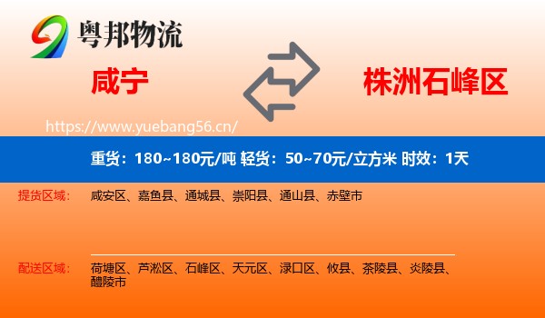 咸宁到石峰区物流专线名片