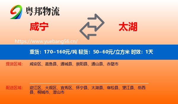 咸宁到太湖县物流专线名片