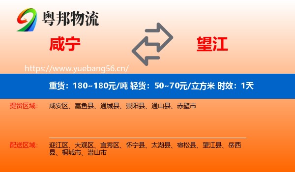 咸宁到望江县物流专线名片