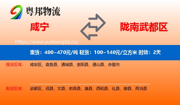 咸宁到武都区物流专线名片