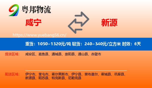 咸宁到新源县物流专线名片