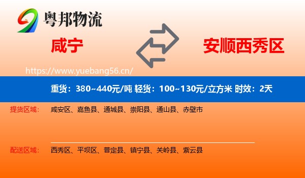 咸宁到西秀区物流专线名片