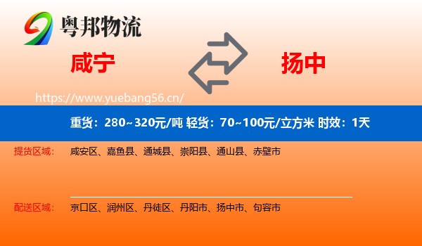 咸宁到扬中市物流专线名片
