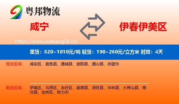 咸宁到伊美区物流专线名片