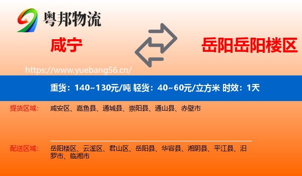 咸宁到岳阳楼区物流专线名片