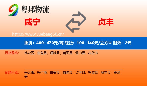 咸宁到贞丰县物流专线名片