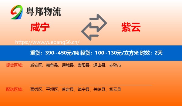 咸宁到紫云县物流专线名片