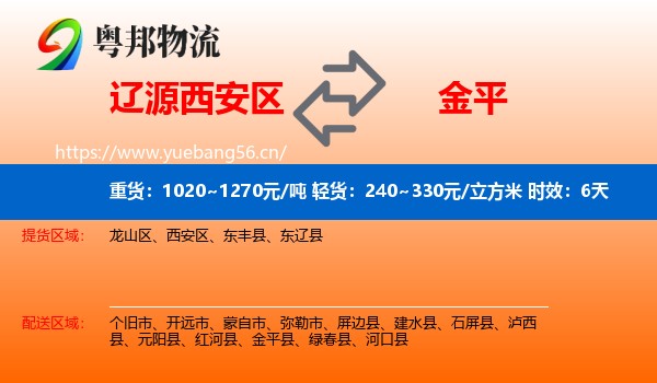 辽源西安区到金平县物流专线名片