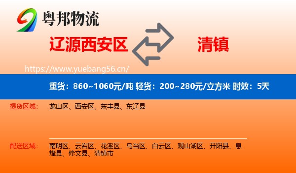辽源西安区到清镇市物流专线名片