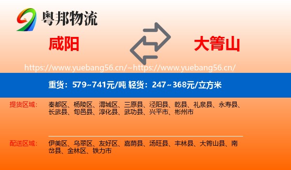 咸阳到大箐山县物流
