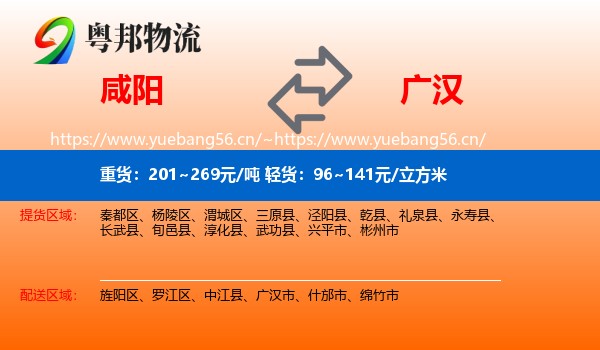 咸阳到广汉市物流
