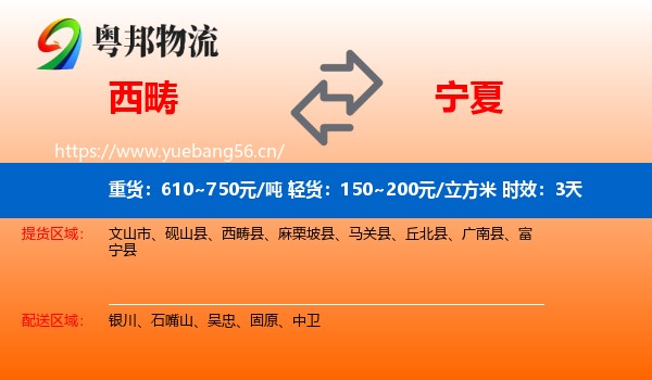西畴到宁夏物流专线名片