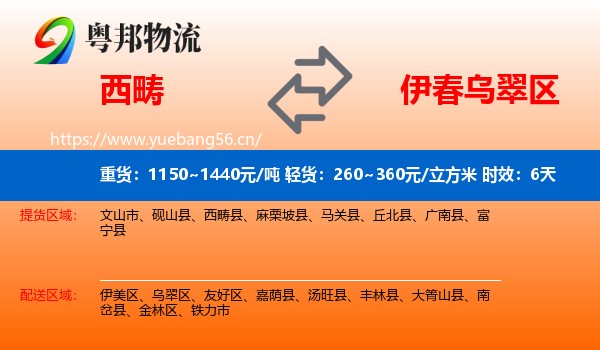 西畴到乌翠区物流专线名片