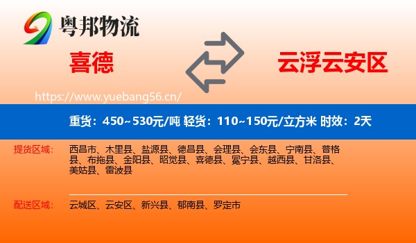 喜德到云安区物流专线名片