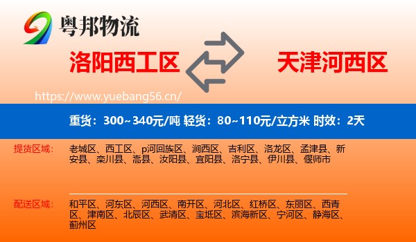 洛阳西工区到河西区物流专线名片