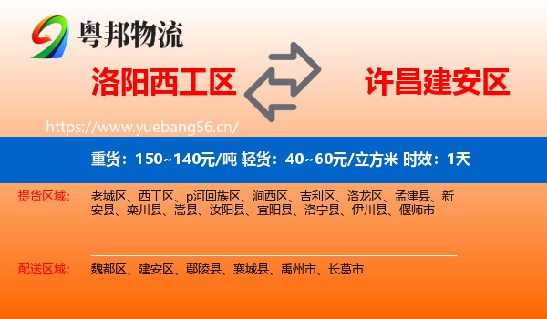 洛阳西工区到建安区物流专线名片