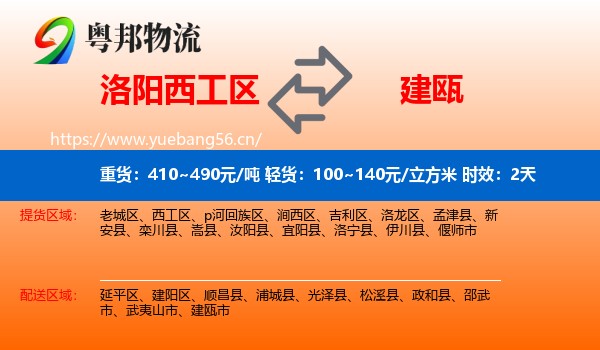 洛阳西工区到建瓯市物流 洛阳西工区到建瓯市物流专线名片