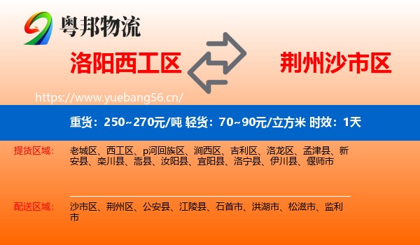 洛阳西工区到沙市区物流专线名片