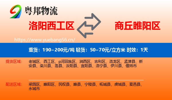 洛阳西工区到睢阳区物流专线名片