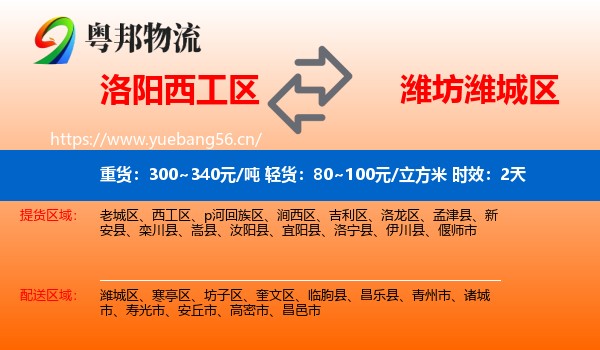 洛阳西工区到潍城区物流专线名片