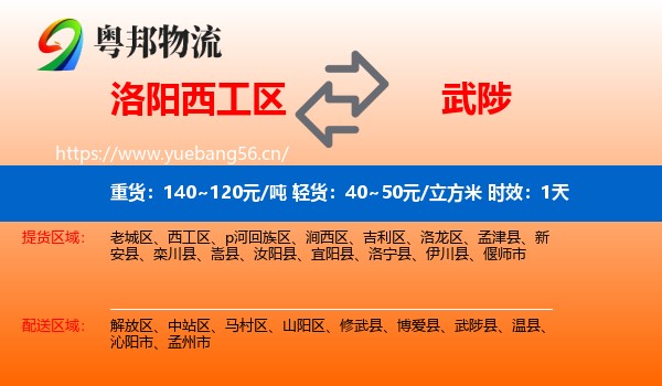 洛阳西工区到武陟县物流专线名片