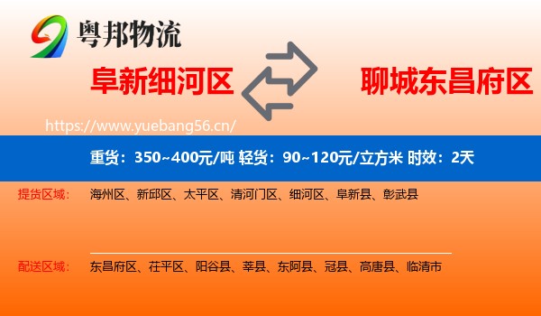 阜新细河区到东昌府区物流专线名片
