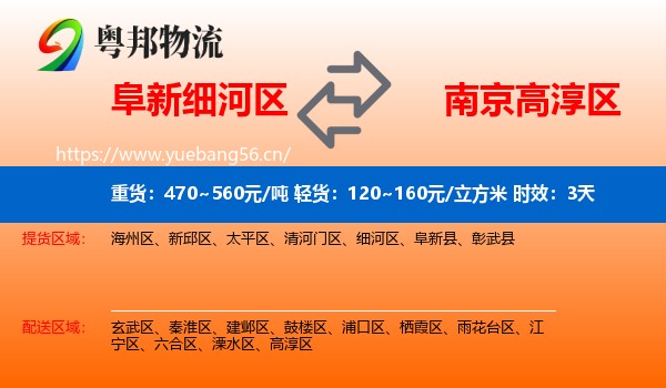 阜新细河区到高淳区物流专线名片