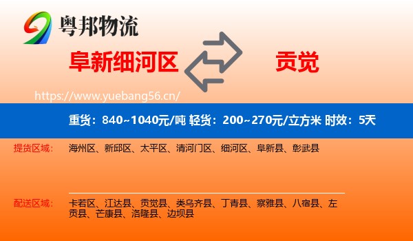 阜新细河区到贡觉县物流专线名片