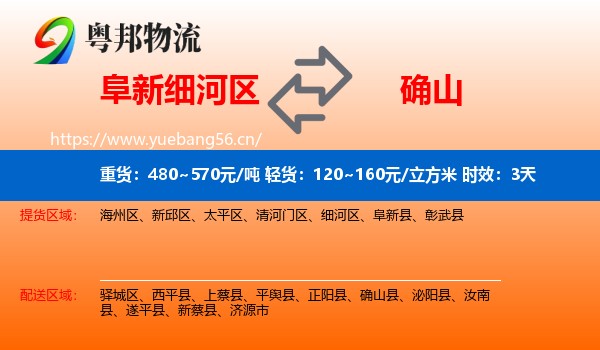 阜新细河区到确山县物流专线名片